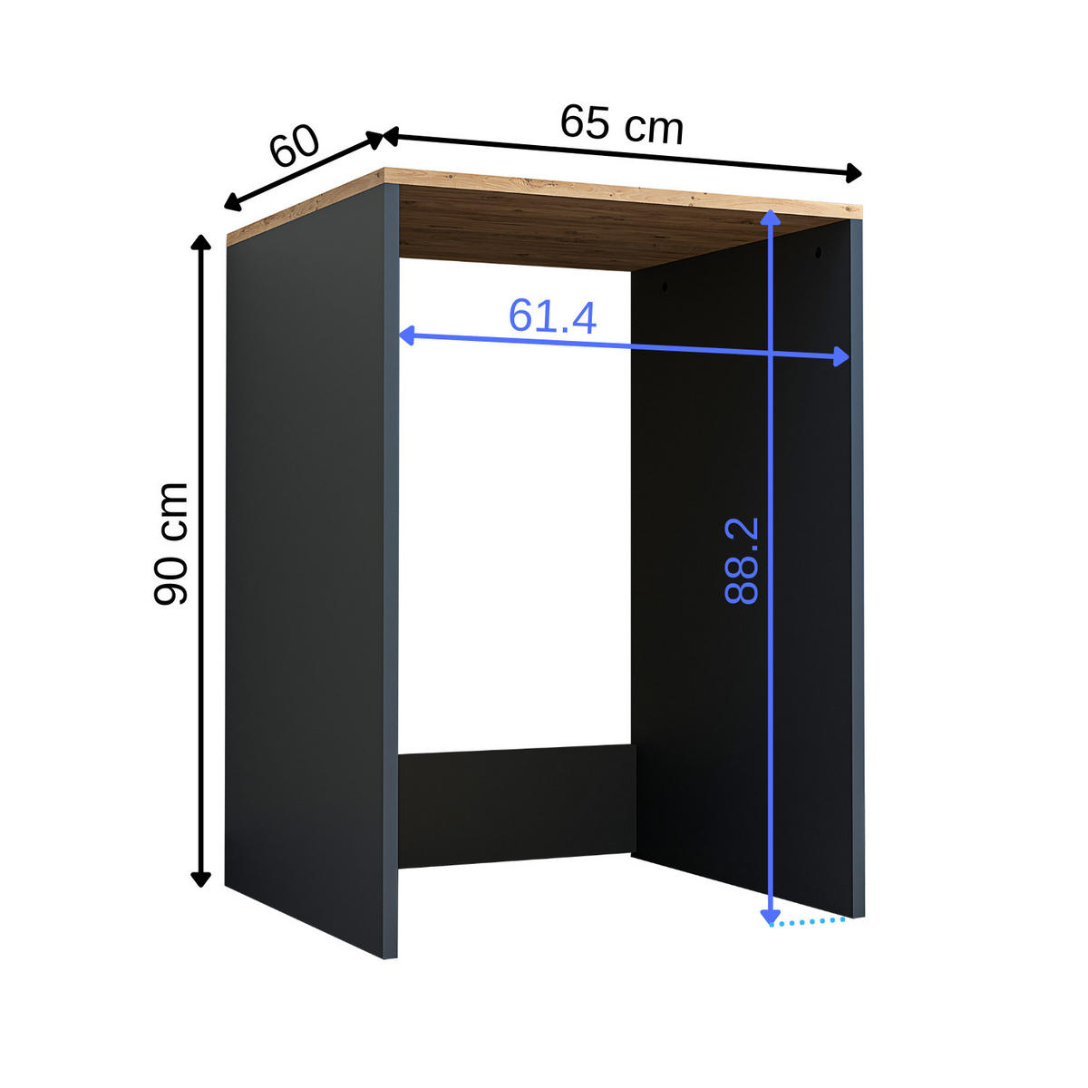 WASCHMASCHINENSCHRANK Atlantic IV 65cm Breit, 90cm Hoch - Anthrazit, Holzwerkstoff (65/90/60cm)