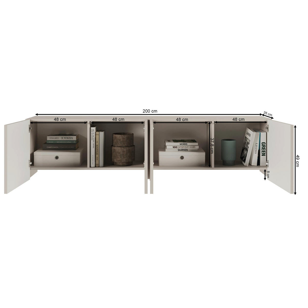 TV stolek Arkadia kašmírově šedý 200/49/35 cm - kašmírová, kompozitní dřevo (200/49/35cm) - Selsey