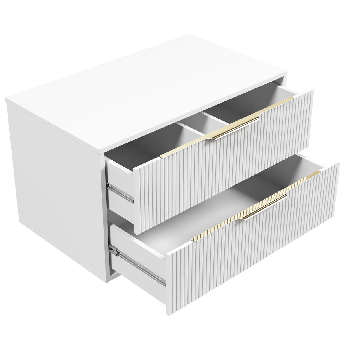 WASCHBECKENUNTERSCHRANK Rimini 2 Schubladen Weiß Matt - 80 x 46 x 46 cm - Weiß, Holz (80/46/46cm) - Badplaats