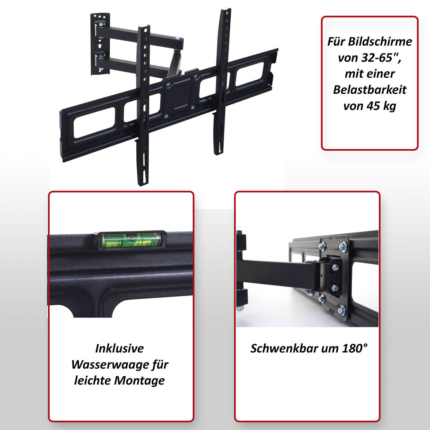 TV-WANDHALTERUNG Schwarz - Schwarz, Metall (64/43/7cm) - MCW