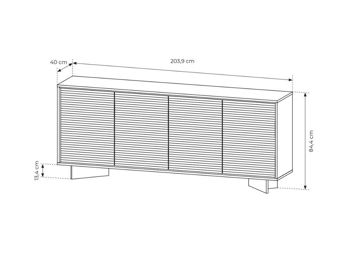 SIDEBOARD TORSANO (Bolivar Natur/Cappuccino, 4 Türen, LED-Beleuchtung, Push-to-Open) - Eichefarben/Beige, Holz/Holzwerkstoff (204/84/40cm) - Ravio
