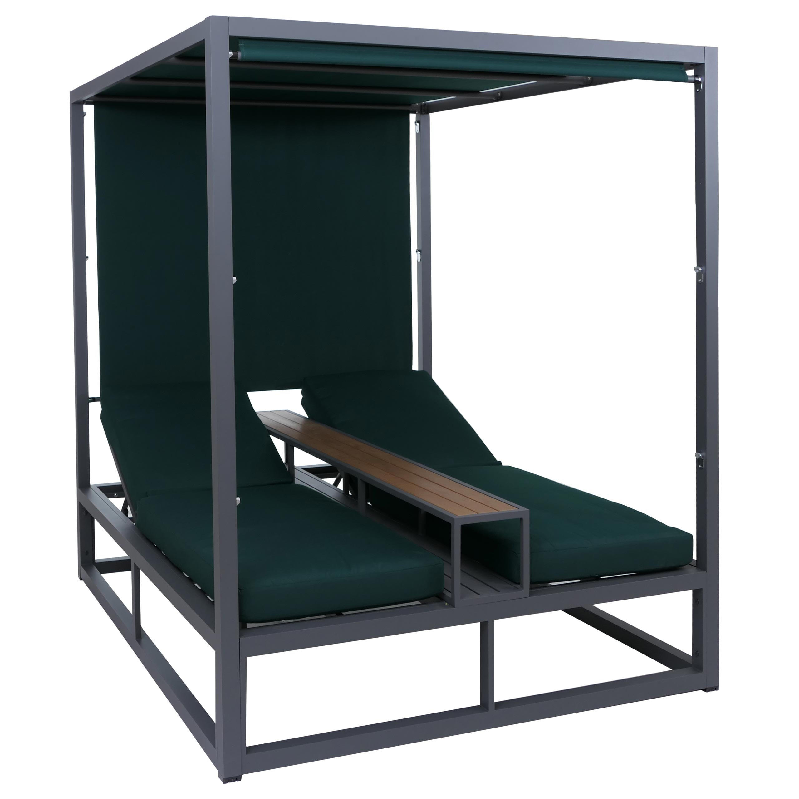 LOUNGE-GARTENLIEGE Dunkelgrün - Dunkelgrün, Textil (165/196/196cm) - MCW