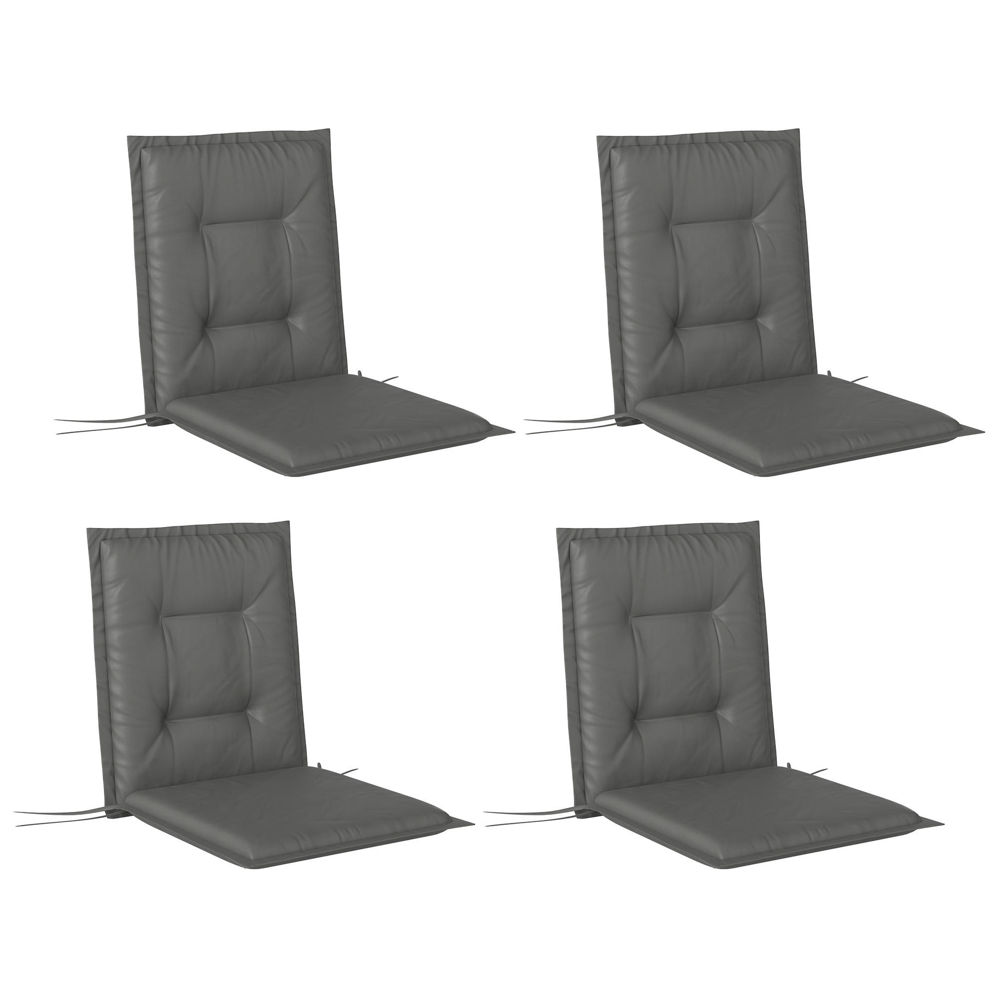 SITZKISSEN 4er Set 108 x 50 x 5 cm - Hellgrau, Kunststoff (50/5/108cm) - Outsunny