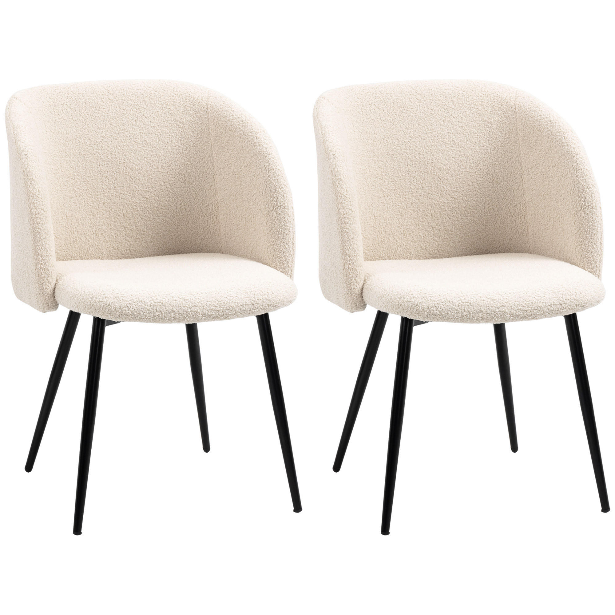 ESSZIMMERSTÜHLE DE-06834 2er-Set mit Stoffbezug und Stahlbeinen Cremeweiß - Creme, Textil/Metall (62/80/55cm) - ComfortXL