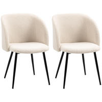 ESSZIMMERSTÜHLE DE-06834 2er-Set mit Stoffbezug und Stahlbeinen Cremeweiß - Creme, Textil/Metall (62/80/55cm) - ComfortXL