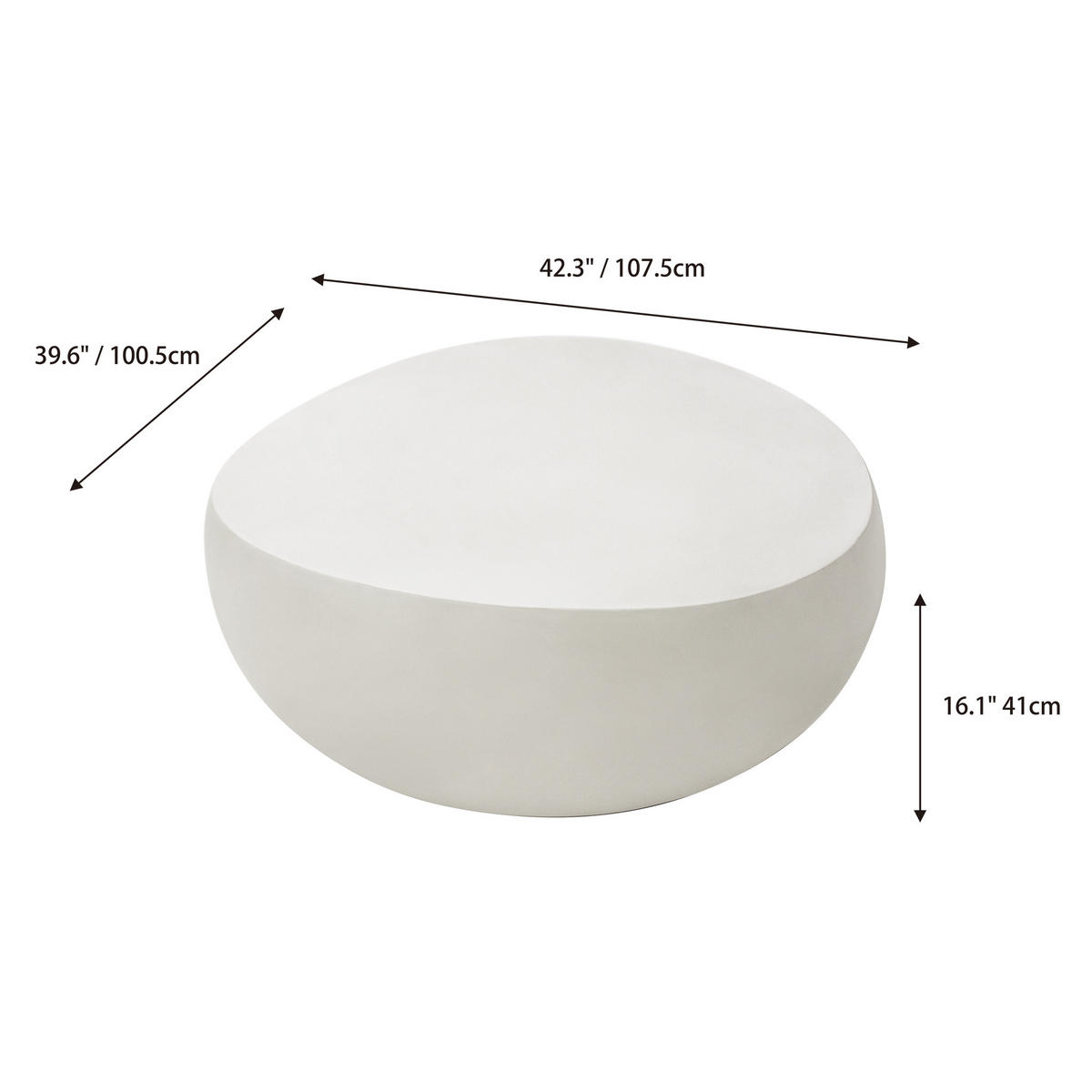 COUCHTISCH IKARIA aus Zement 107 x 100 x 41 cm - Creme, Naturmaterialien (107/100/41cm) - Elementi