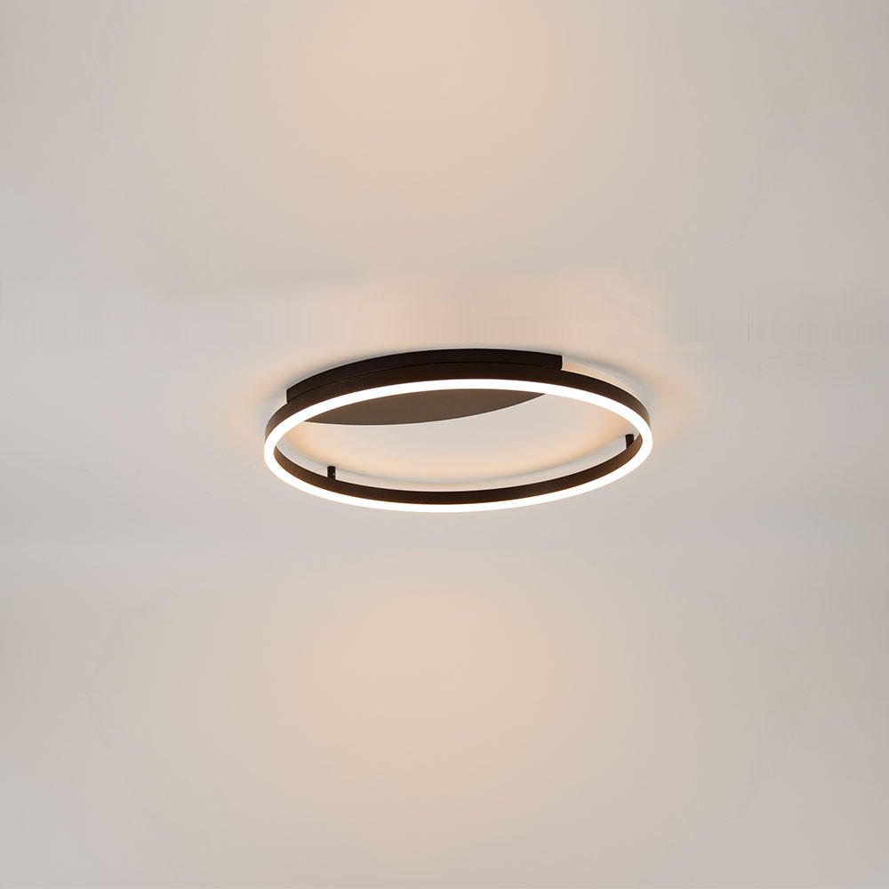 LED-WAND-/DECKENLAMPE Ring Schwarz Ø 60cm - Schwarz, Metall (60/60/5.5cm) - s.luce