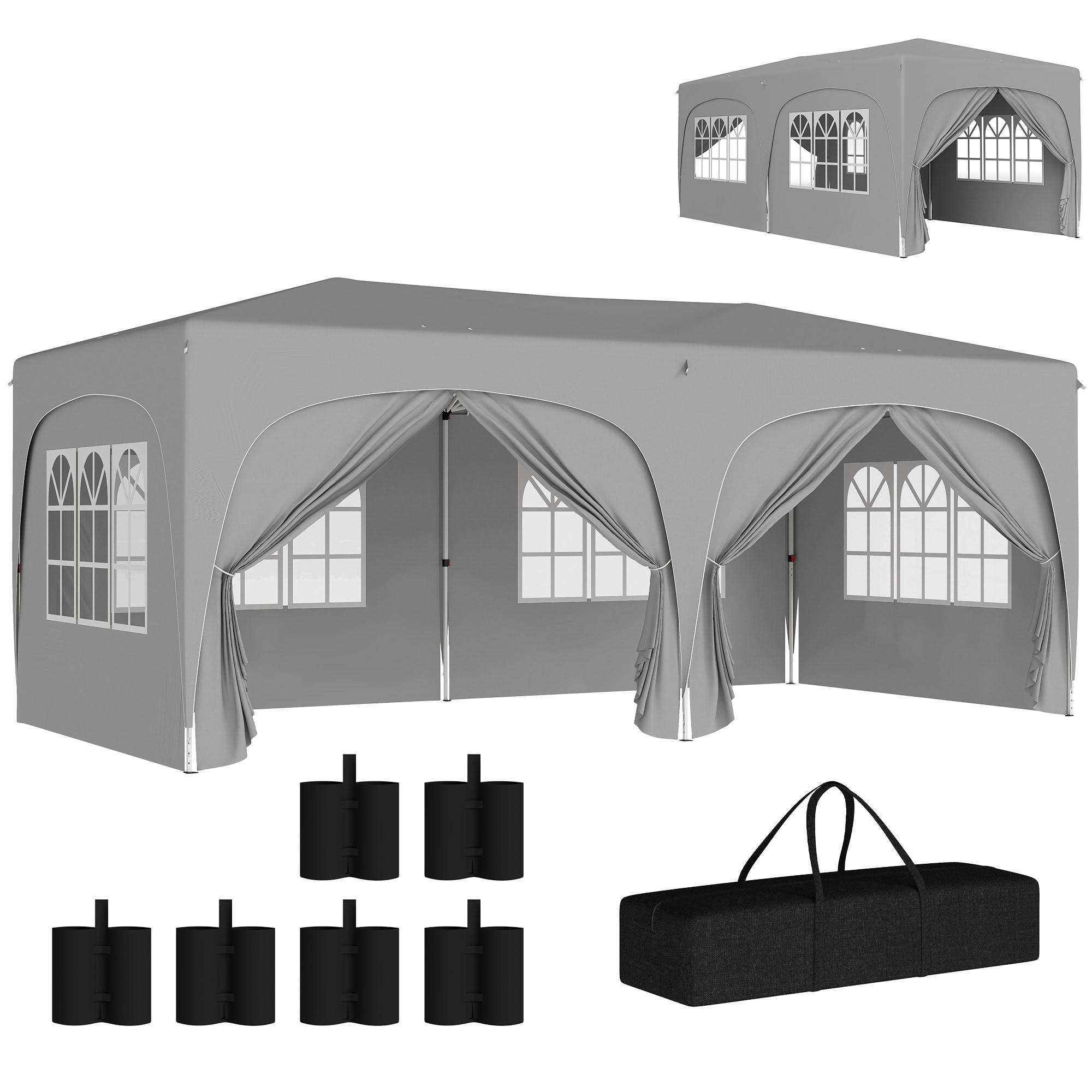 PAVILLON DE-13993 Pop-up 3/6 m, höhenverstellbar, UPF50+ Hellgrau - Grau, Textil (300/270/597cm) - ComfortXL