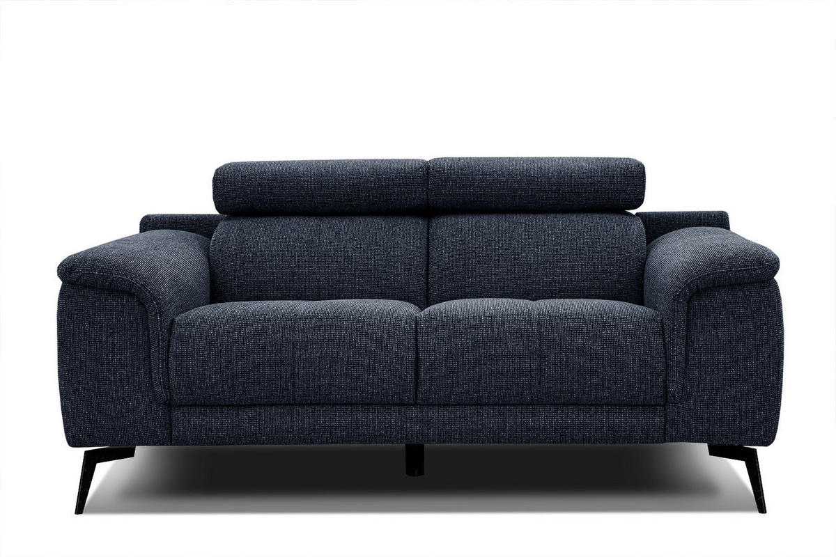 SOFA FIERO 2-Sitzer, dunkelblau - Schwarz/Dunkelblau, Holzwerkstoff/Textil (170/82/103cm) - Courtois Laville
