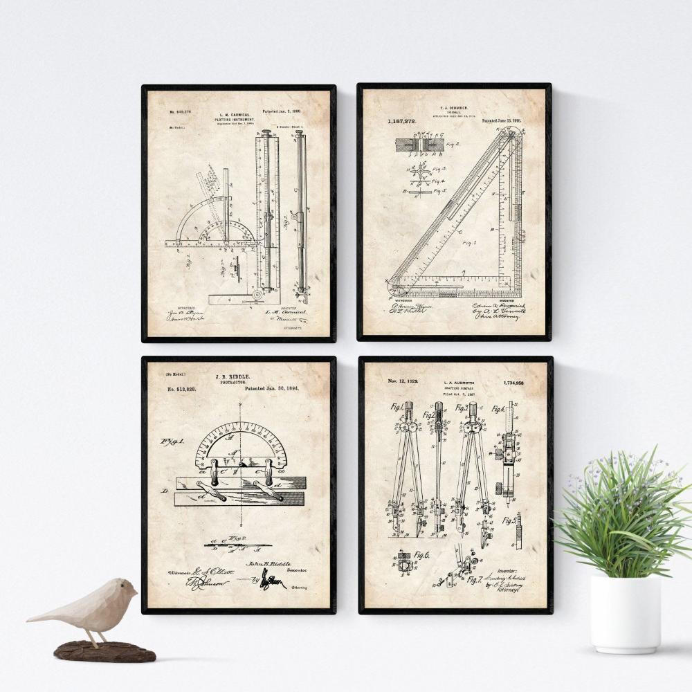 POSTER Set mit 4 Musikinstrument Patent A4 Rahmenlos - Klar, Papier (29.7/3cm) - Nacnic