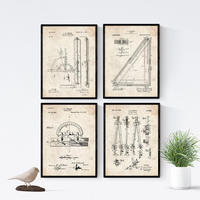 POSTER Set mit 4 Musikinstrument Patent A4 Rahmenlos - Klar, Papier (29.7/3cm) - Nacnic