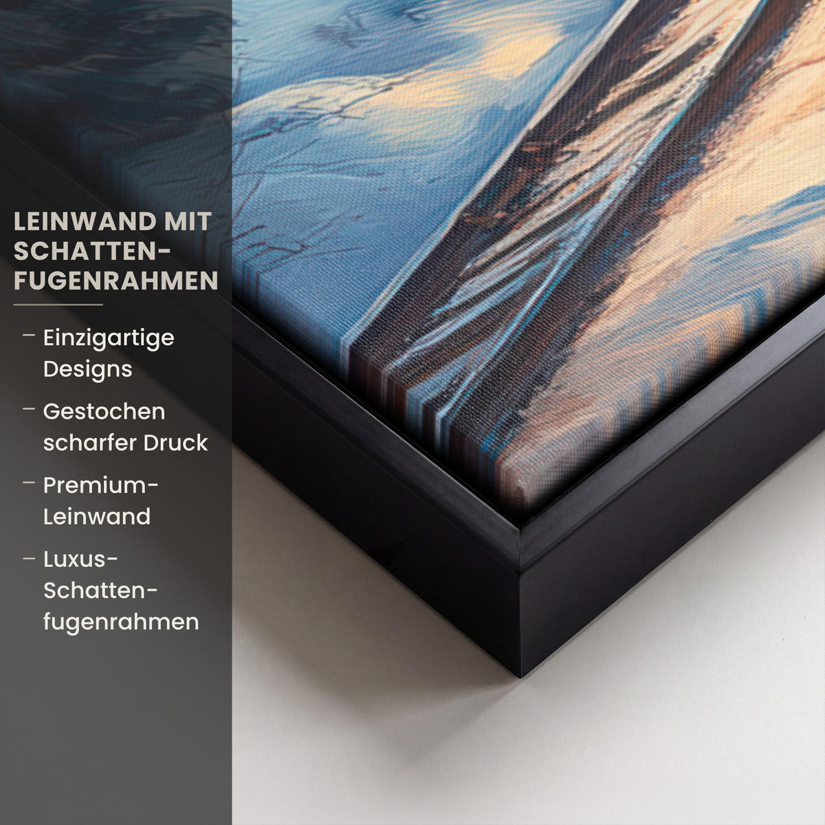 LEINWAND Bilder mit Rahmen - Zug - Weihnachten - Schnee - Weihnachtszug - 60x40 - Anthrazit, Textil (60/40cm) - MuchoWow