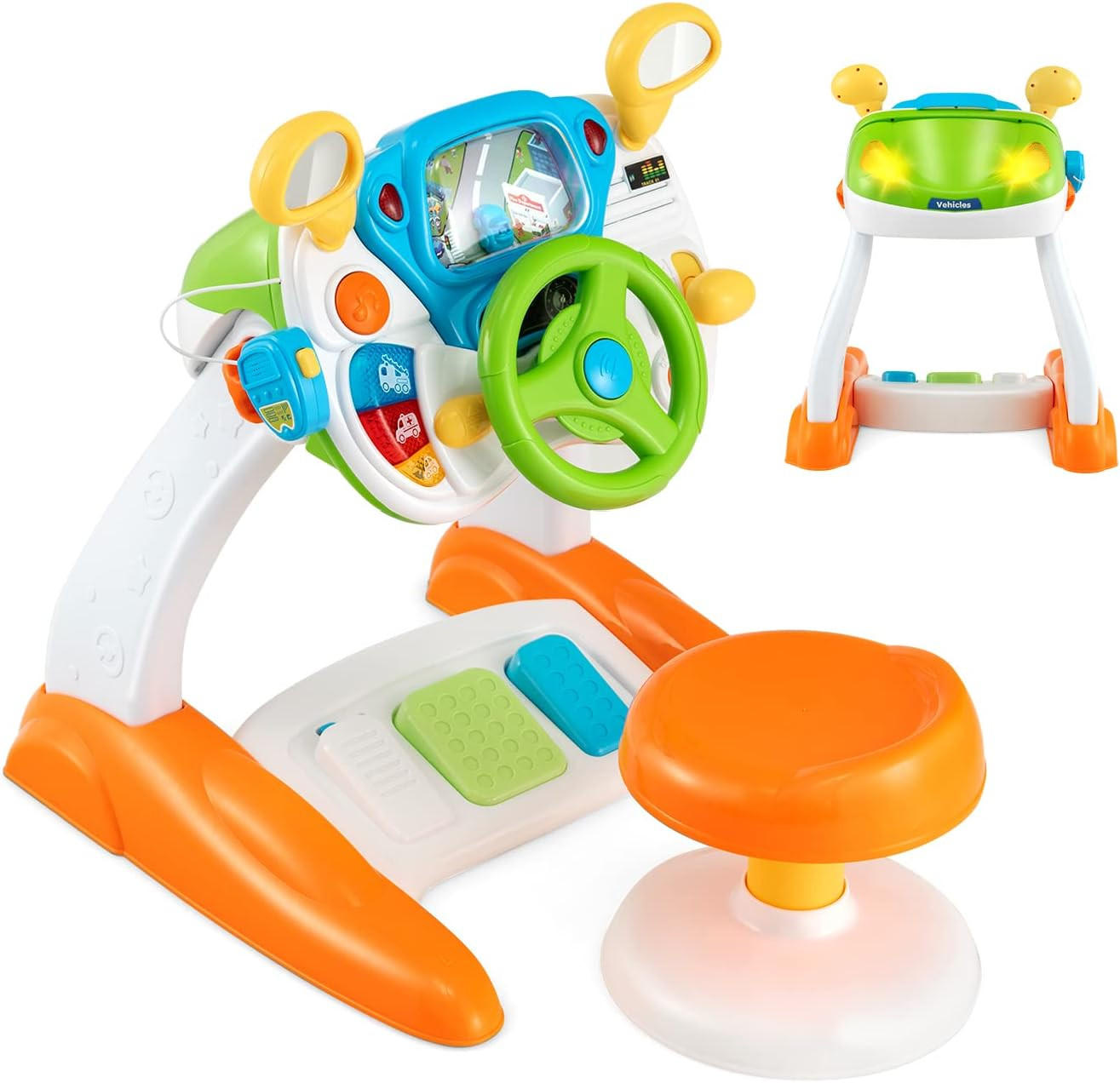 DRIVER Toy Cars für Kinder mit Stuhl Weiß - Weiß, Metall (47/55/47cm) - COSTWAY