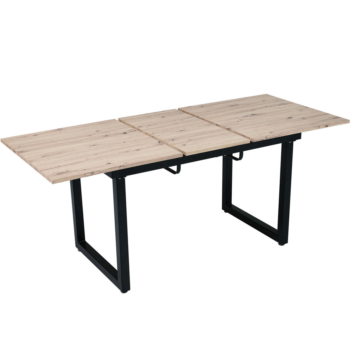 ESSTISCH ausziehbar 180/80/75 cm Schwarz Natur MDF mit Metallgestell - Eichefarben, Holzwerkstoff (180/80/75cm) - OKWISH