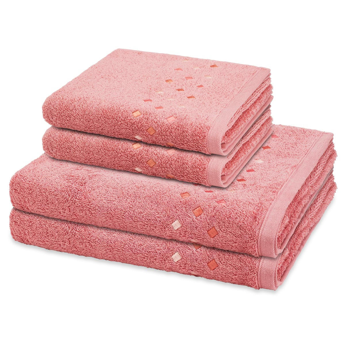 FROTTIERSET Stoneline 4-teilig - Rot, Textil (50/100cm) - Ross