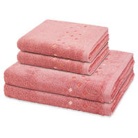 FROTTIERSET Stoneline 4-teilig - Rot, Textil (50/100cm) - Ross