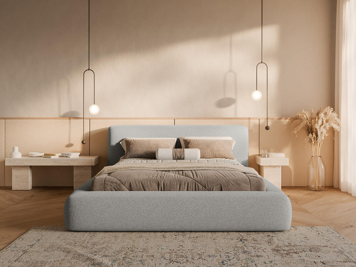 POLSTERBETT Fummo 180x200 cm, Hellgrau - Hellgrau, Textil (180/200cm) - Fedve