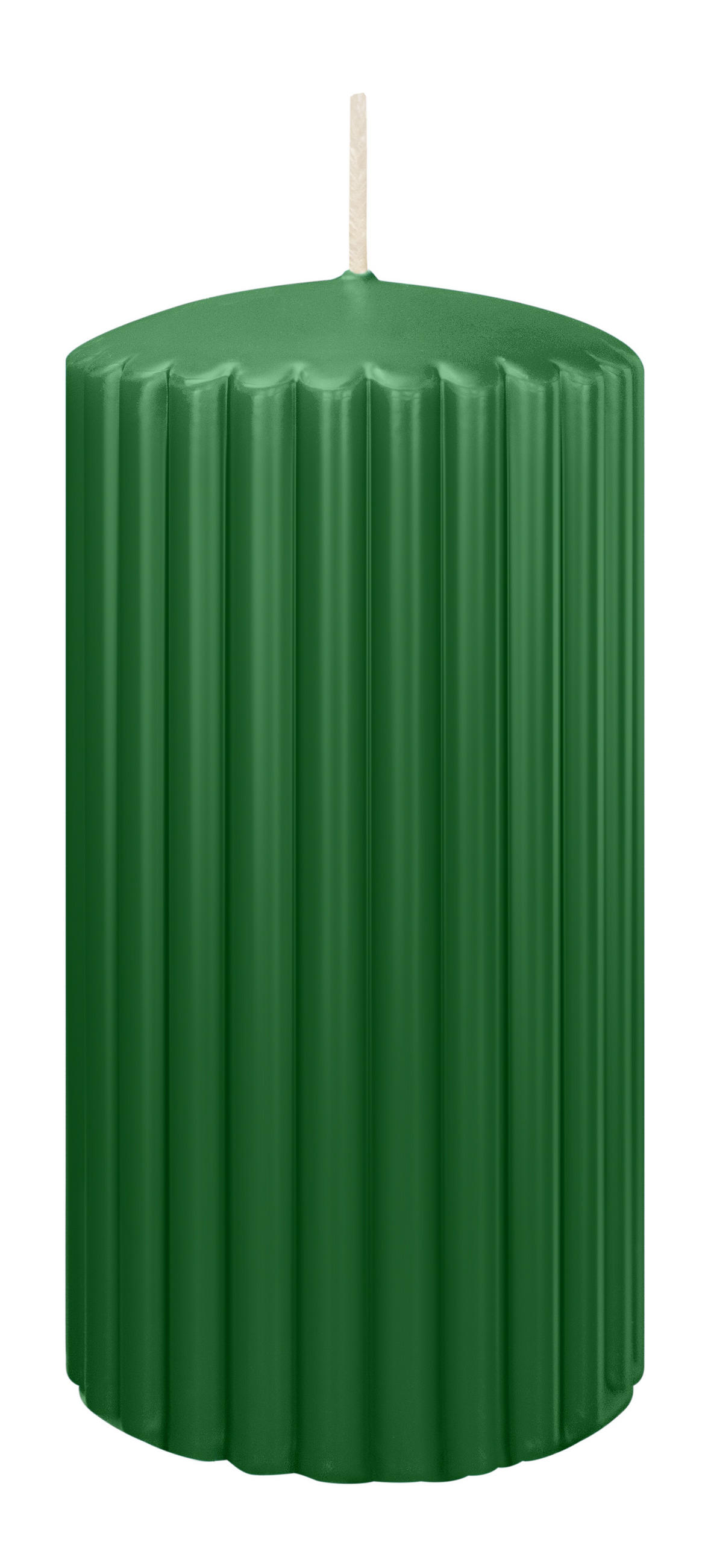 RILLEN KERZEN Dunkelgrün 150 x Ø 80 mm, 4 Stück - Dunkelgrün, Paraffin (8/15/15cm) - Wiedemann Kerzen
