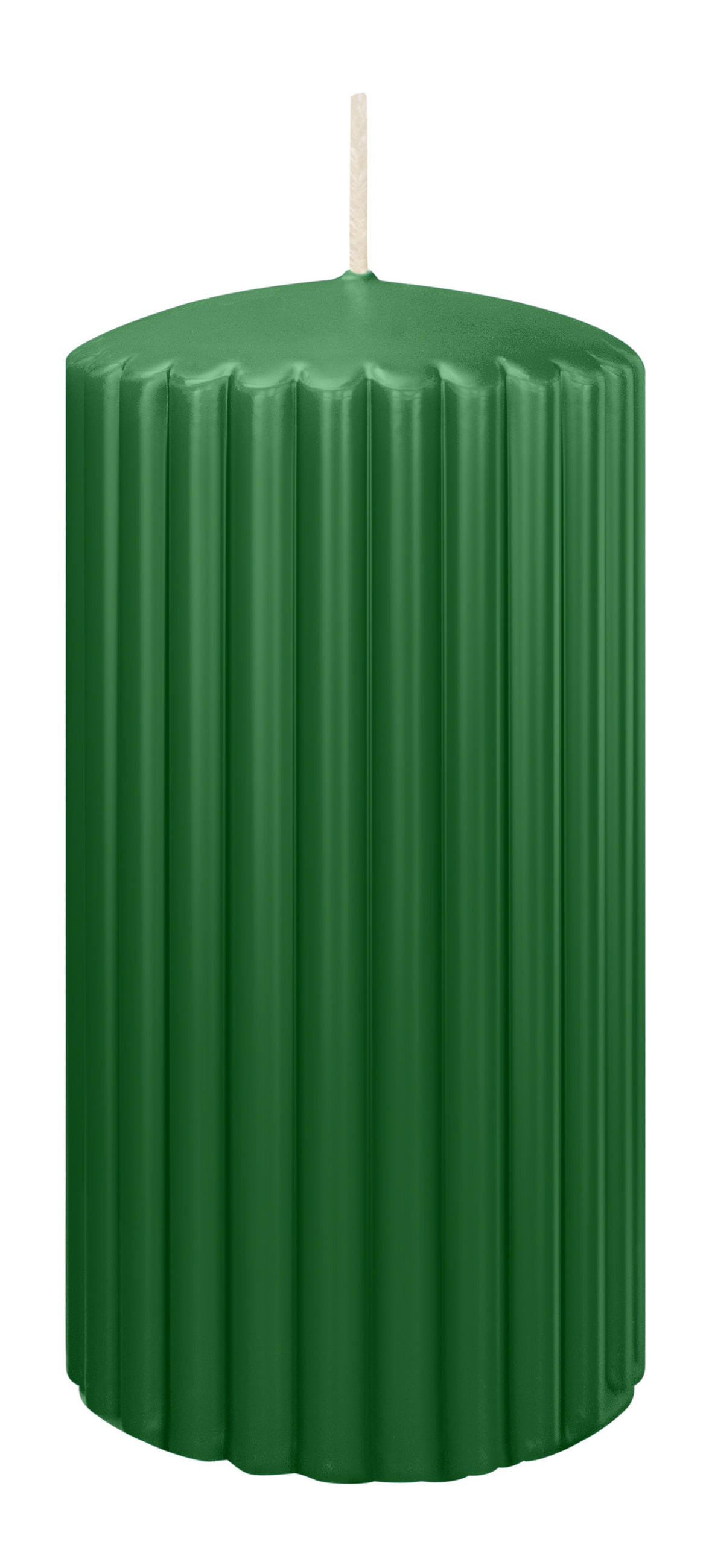 RILLEN KERZEN Dunkelgrün 150 x Ø 80 mm, 4 Stück - Dunkelgrün, Paraffin (8/15/15cm) - Wiedemann Kerzen