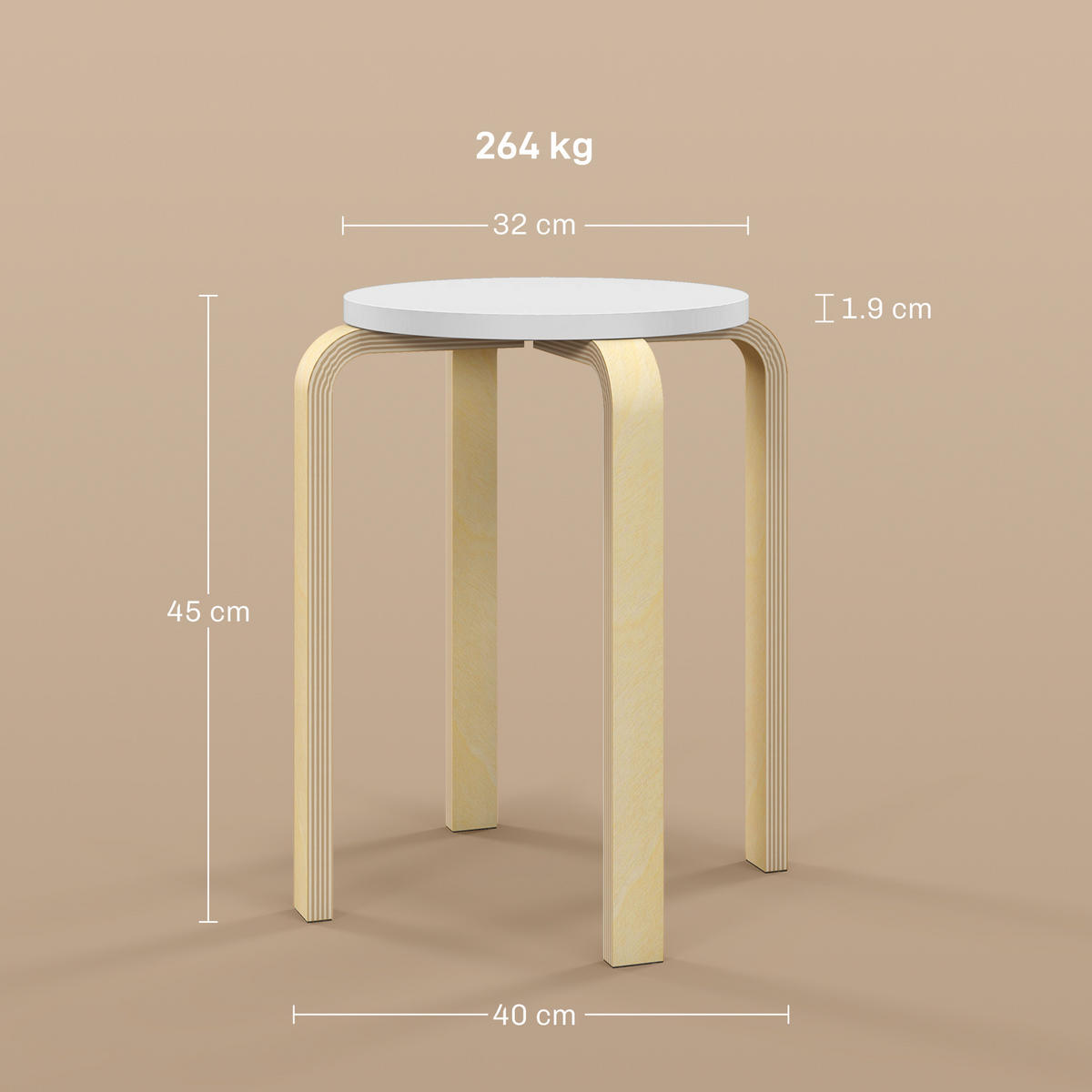 HOCKER Weiß 4 Stück - Weiß, Kunststoff (40/45/40cm) - GiPP