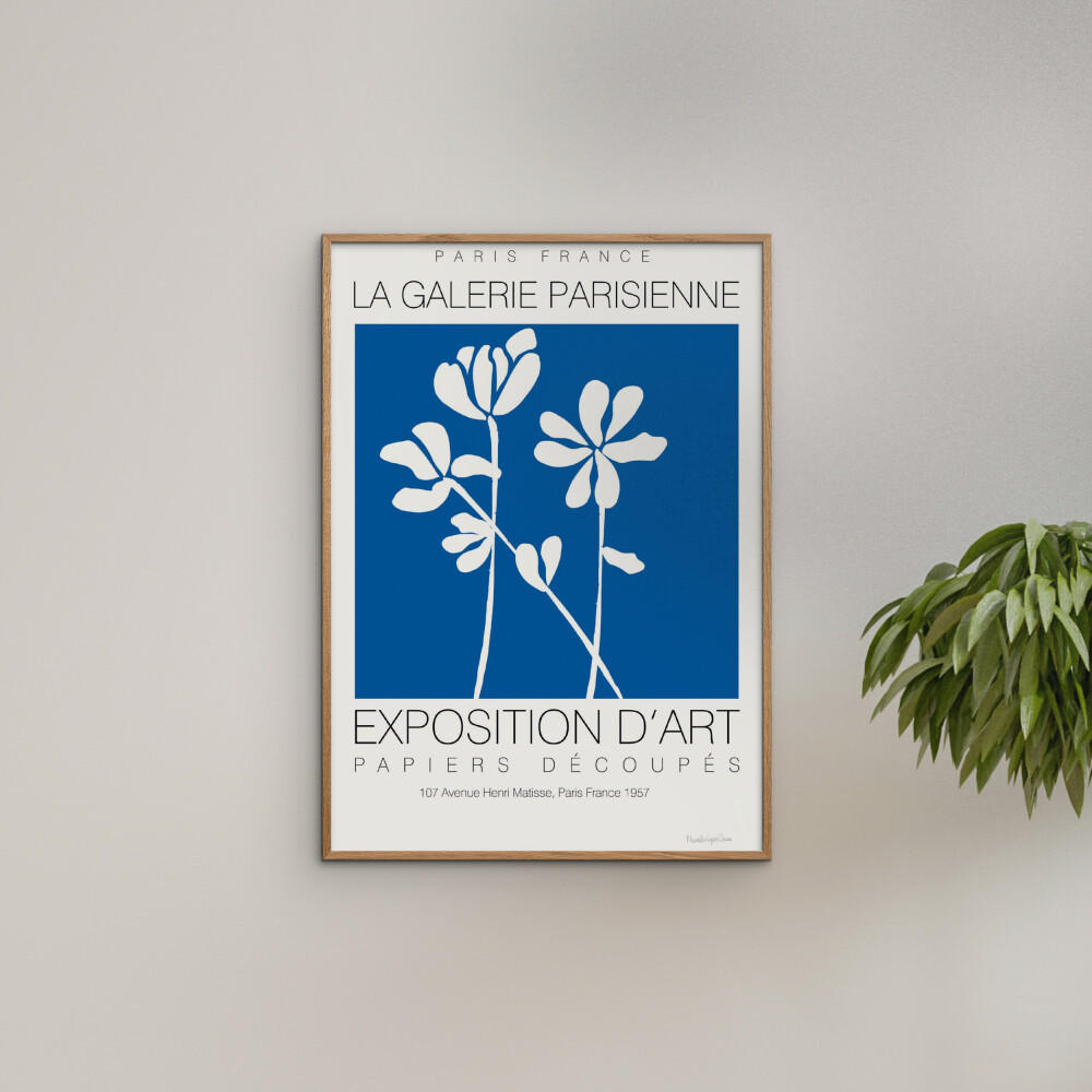 POSTER mit Rahmen Wild Apple - Fleurs de Matisse II - Blau/Eichefarben, Holz/Papier (50/70cm) - Poster&Frame