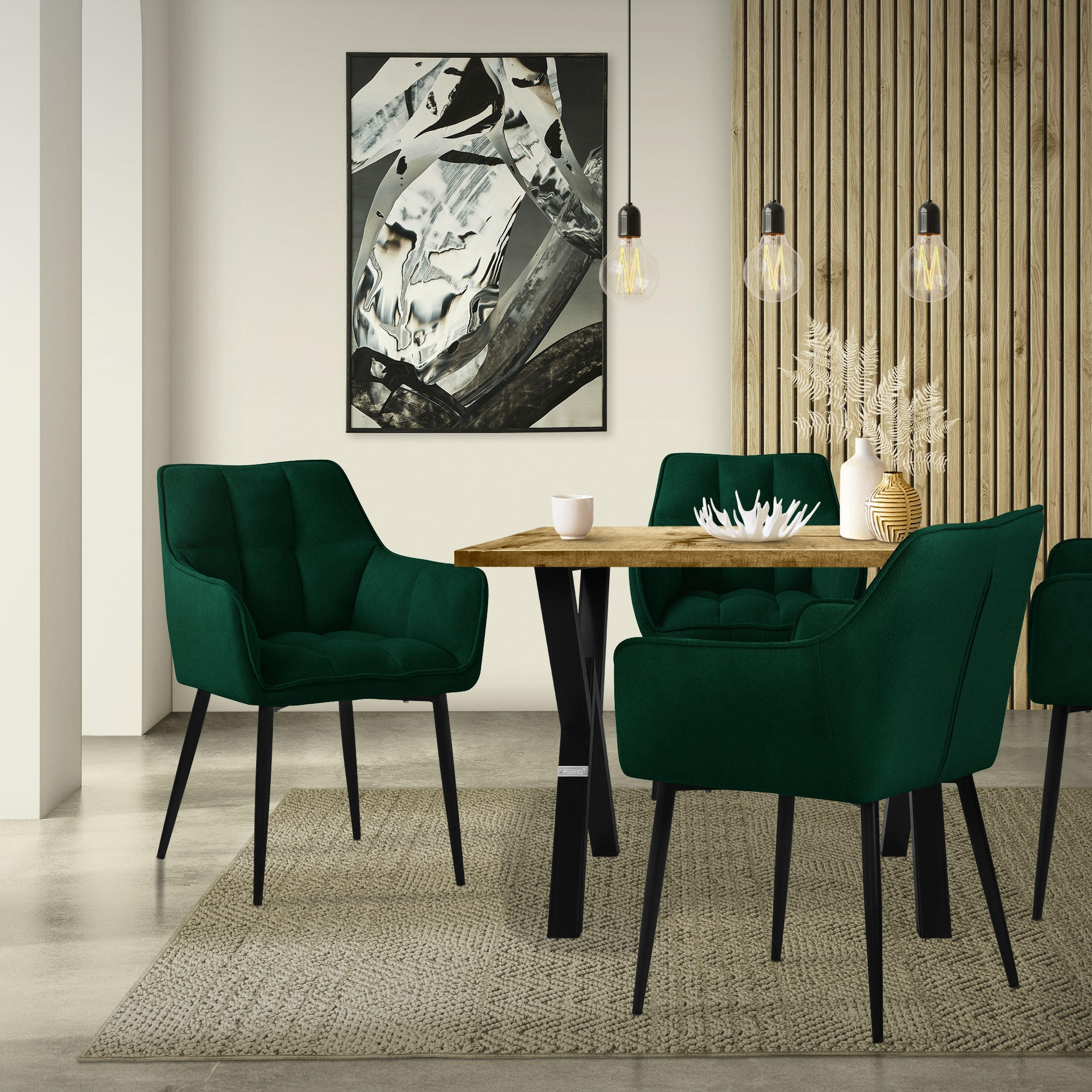 ESSZIMMERSTUHL 4er Set dunkelgrün - Dunkelgrün, Textil (63/90/57cm) - ML-DESIGN