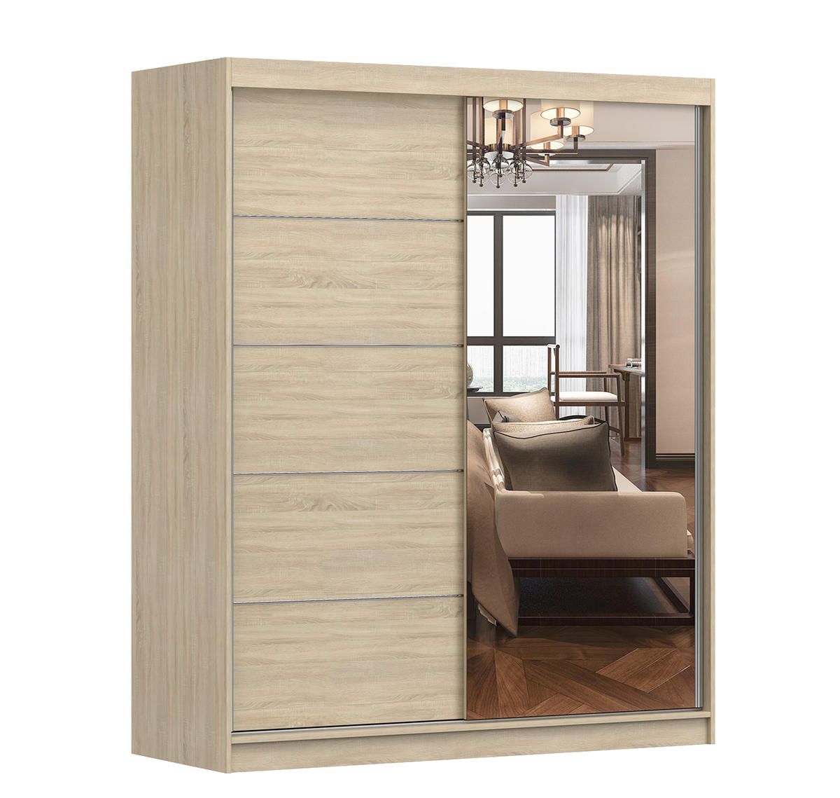 SCHIEBETÜRENSCHRANK - EVA BIS 05 Sonoma - Sonoma Eiche, Holzwerkstoff (160/195/61cm) - Möblo