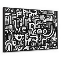 LEINWAND Bilder mit Rahmen - Symbole - Abstrakt - Grafik - Schwarz - 120x80 - Schwarz, Textil (120/80cm) - MuchoWow