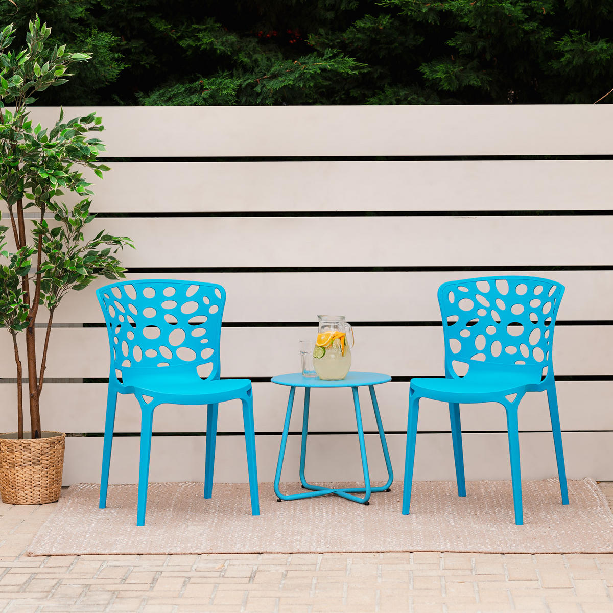GARTENSTUHL 4er-Set Kunststoff Blau - Blau, Kunststoff (47/83/47cm) - Homestyle4u