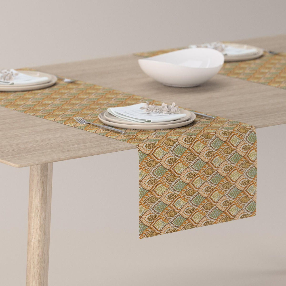 TISCHLÄUFER Intenso Premium, gold und grün, 40x130 cm - Beige, Textil (40/130cm) - Dekoria