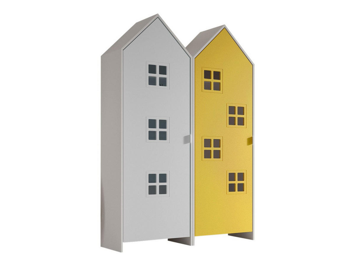 REGALSCHRANK Set Kania 115x37x171 MDF+Holzwerkstoff Weiß /Bunt - Gelb/Weiß, Holzwerkstoff (115/171/37cm) - 58aufmkessel