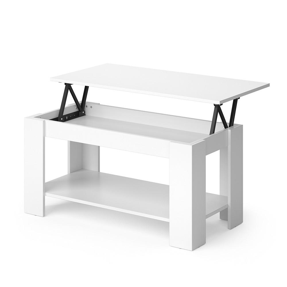 COUCHTISCH Lorenz Weiß 100 x 50 cm mit Liftfunktion - Weiß, Holzwerkstoff (50/100/50cm) - Vicco