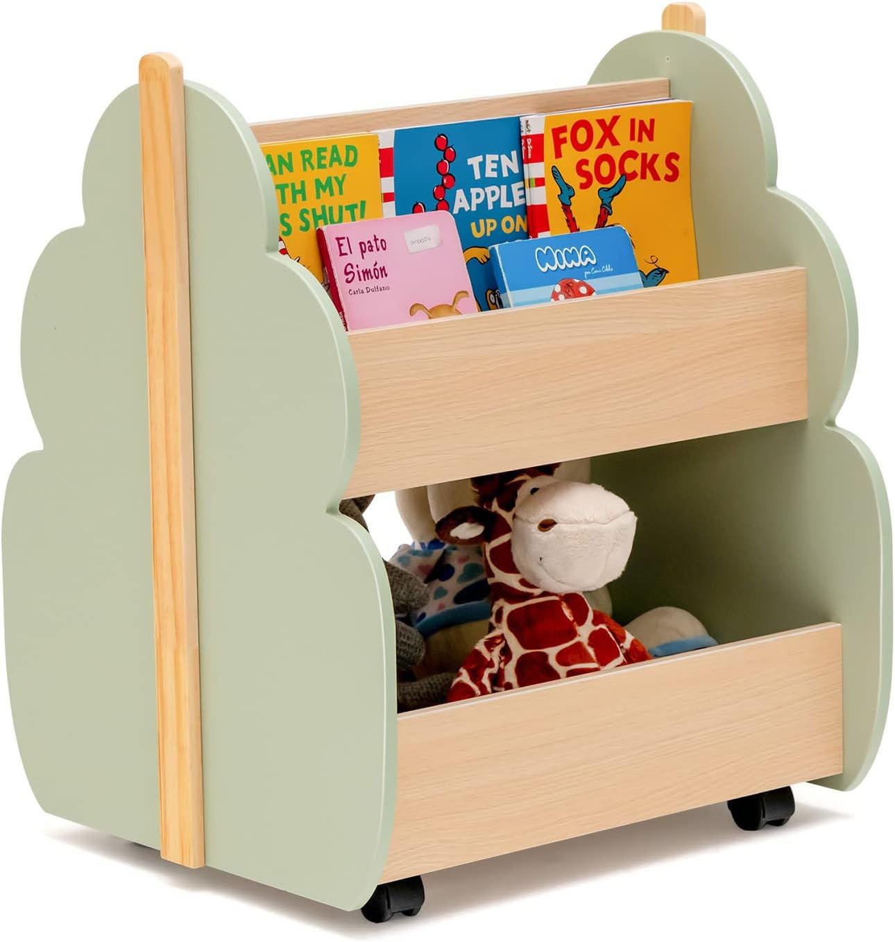 REGÁL NA KNIHY Zelený - zelená, drevo (52/63/46cm) - COSTWAY