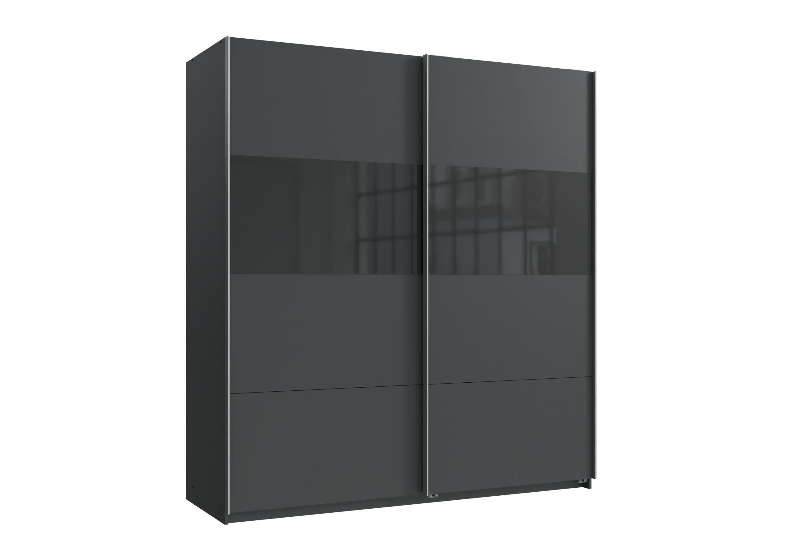 XXXLutz Schwebetürenschrank Grau, Schwarz 180x198x65 cm