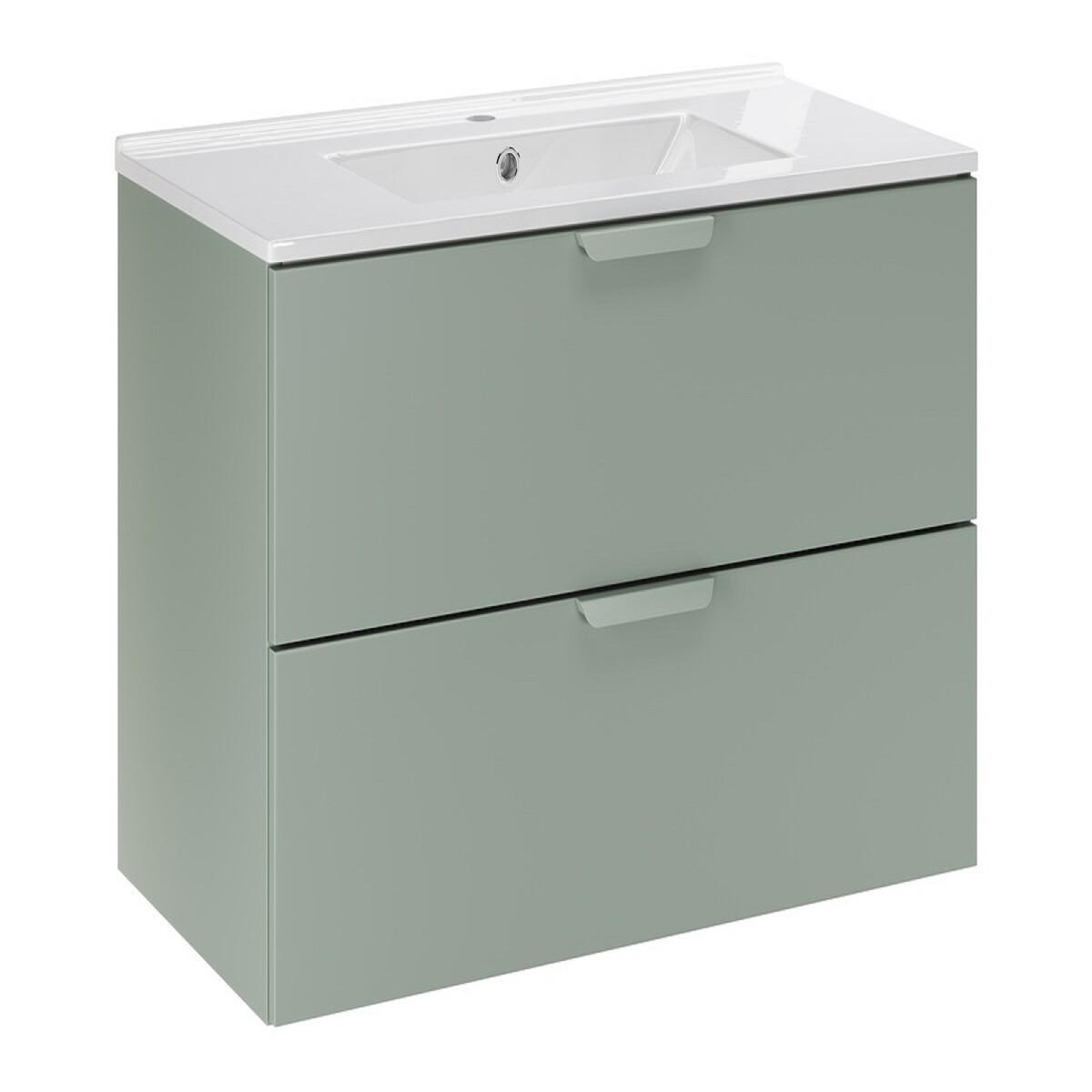 WASCHTISCHKOMBI 80 cm 2 Teile - Aster Green A BM411 in Grün Matt - Weiß Hochglanz/Grün, Holz/Keramik (80/51.8/46cm)