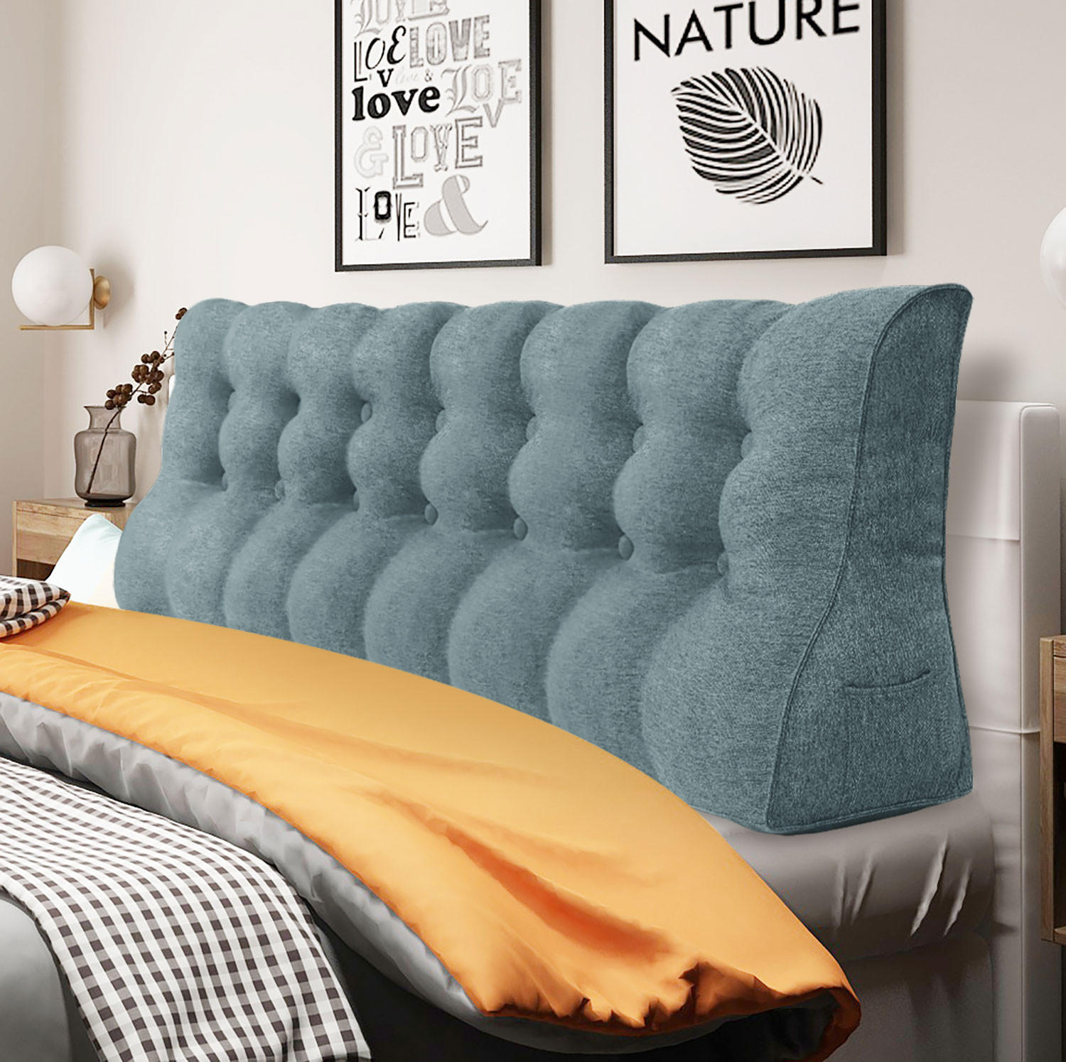 RÜCKENKISSEN Körperkontur Leinenlook Grau 200 cm - Grau, Textil (55/200cm) - Vercart