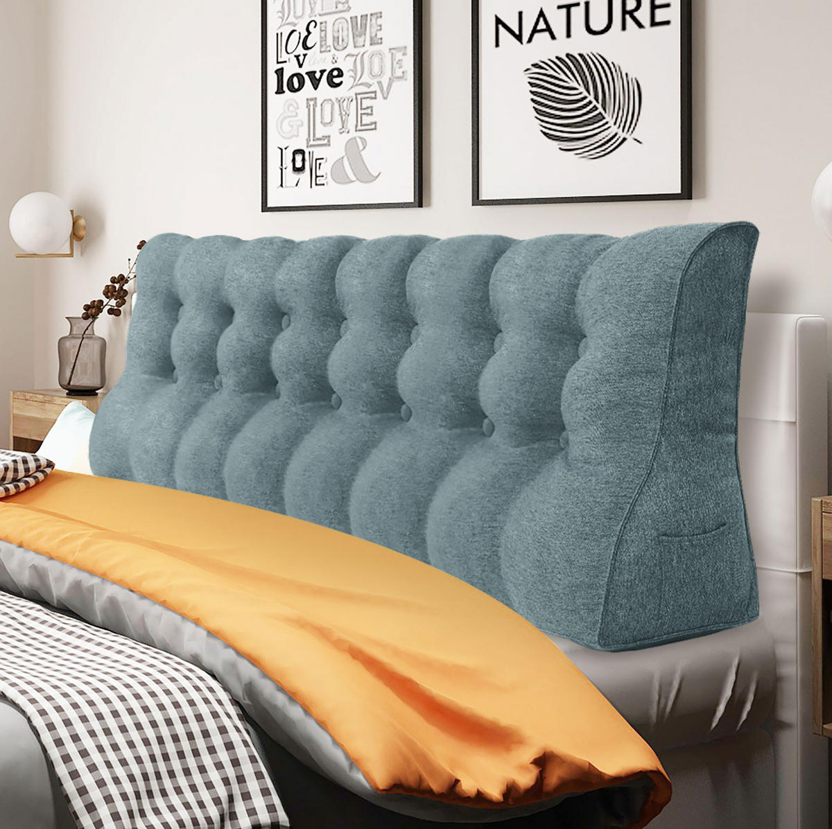 RÜCKENKISSEN Körperkontur Leinenlook Grau 200 cm - Grau, Textil (55/200cm) - Vercart
