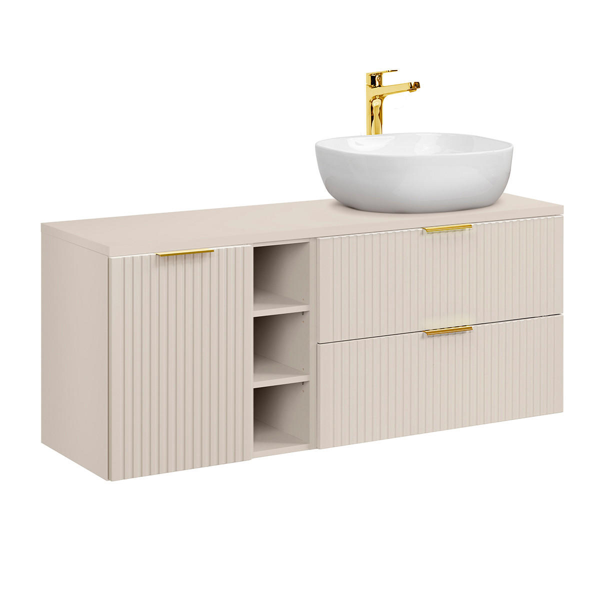 BADMÖBEL 140.8cm Adriel 2er-Set Kaschmir - Beige, Holzwerkstoff (140.8/59/46cm) - Petits-meubles
