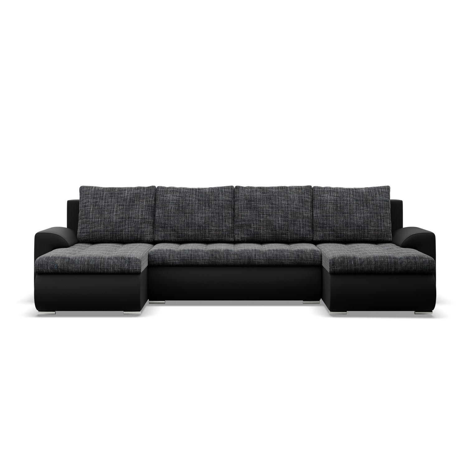 U-SOFA MIT SCHLAFFUNKTION FORESTA, Schwarz + Schwarz - Schwarz, Textil (302/89/159cm)