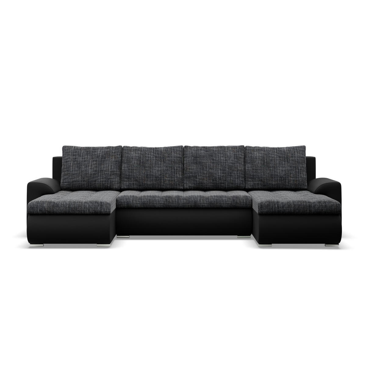 U-SOFA MIT SCHLAFFUNKTION FORESTA, Schwarz + Schwarz - Schwarz, Textil (302/89/159cm)