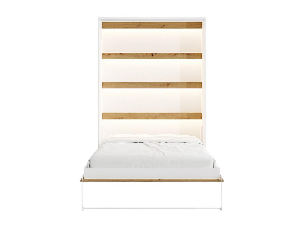 SCHRANKBETT - 2 Personen - holz - naturfarben hell, weiß Rapili - Naturfarben/Weiß, Holz (140/200cm) - Vente-Unique