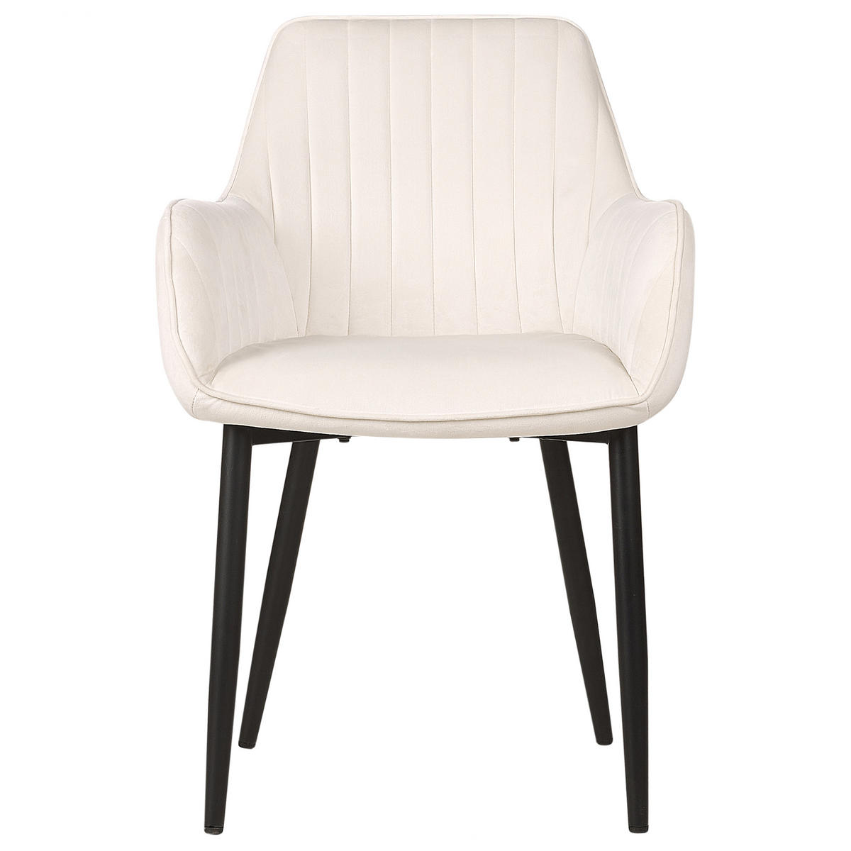 ESSZIMMERSTUHL 2er-Set Samtstoff cremeweiß Wellston - Schwarz/Weiß, Textil (60/84/61cm) - Beliani