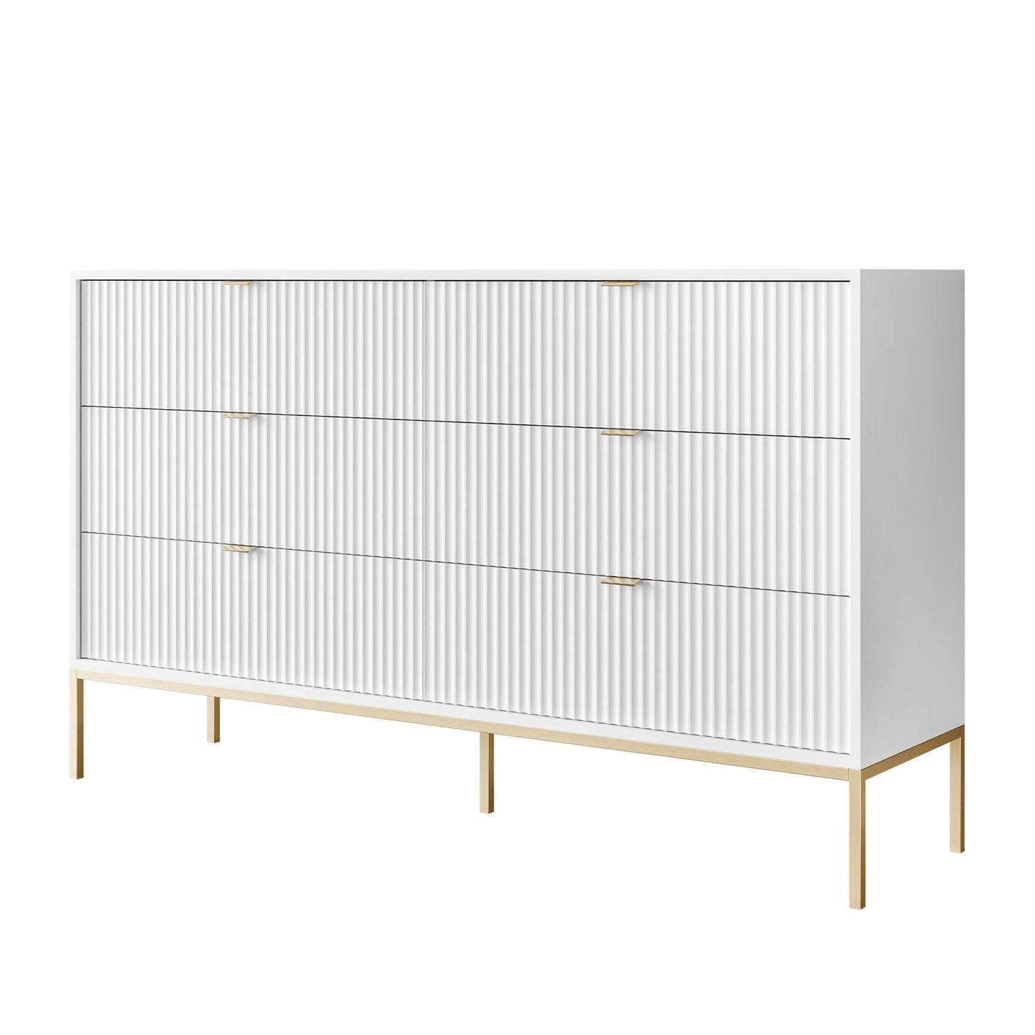 KOMMODE CORTADO GOLD KS154 MIT SCHUBLADEN WEISS - Weiß, Holzwerkstoff (154/91/39cm) - Lookway