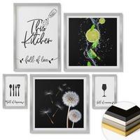 WANDBILDER 5er Set - 50x50 cm & 20x30 cm & 40x60 cm Silberner Rahmen - Blumenposter Paris London - Silberfarben, Kunststoff (40/60cm) - ArtPrintCave