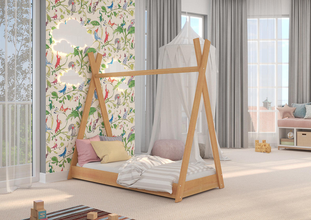 KINDERBETT Rene 86 / 163 / 157,5 cm Kiefer lasiert - Braun, Holz/Holzwerkstoff (80/160cm) - Feldmann-Wohnen
