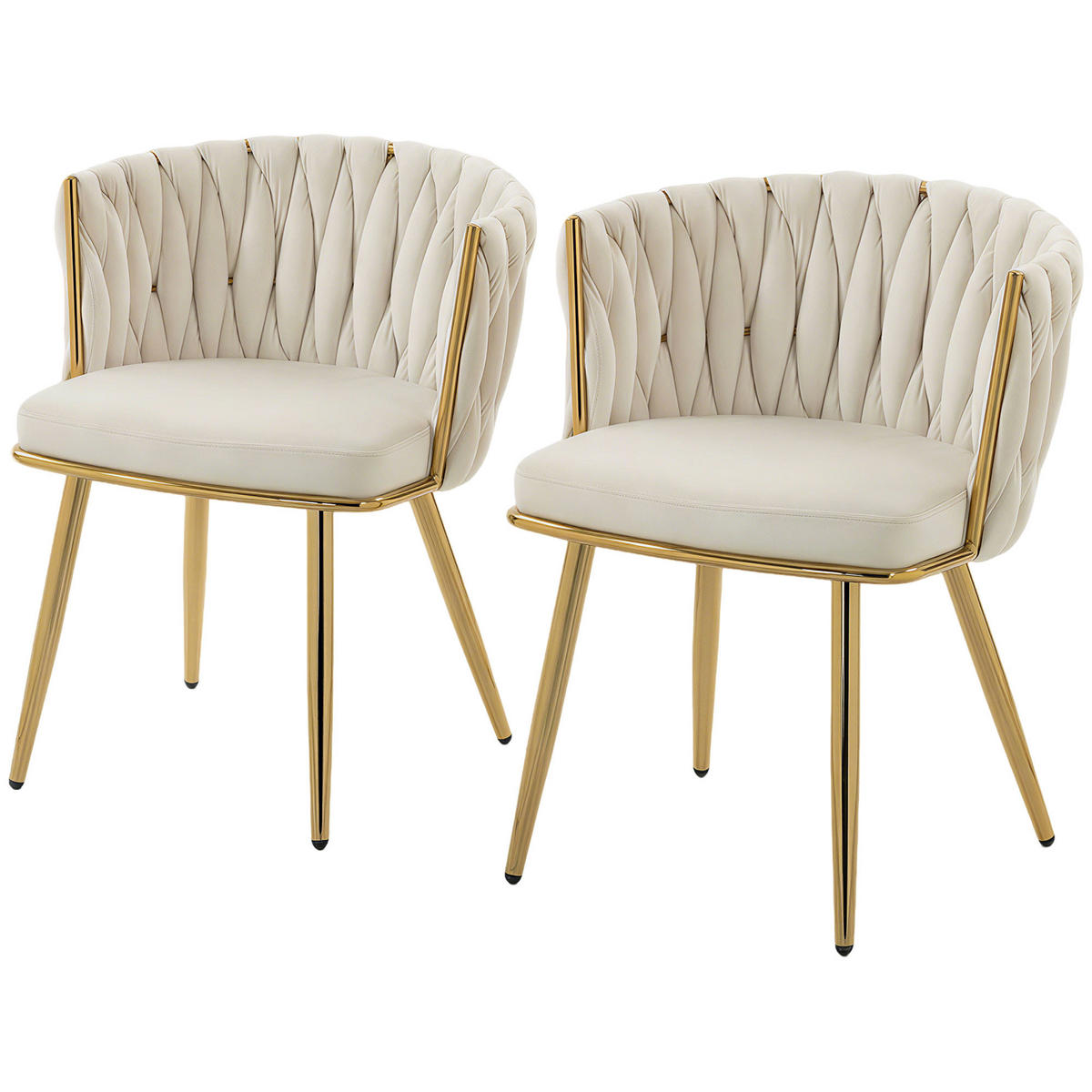 STUHL Creme 2er-Set 58/57/72 cm - Goldfarben/Creme, Textil/Metall (57/72/58cm) - PANGIVO