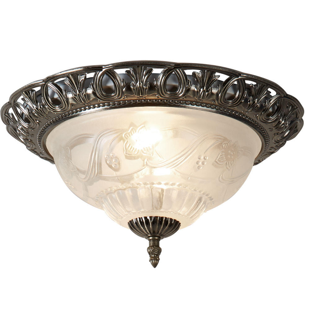 LED DECKENLEUCHTE Stahl Silber antik - Silberfarben, Glas (33/33/17cm) - Globo Lighting