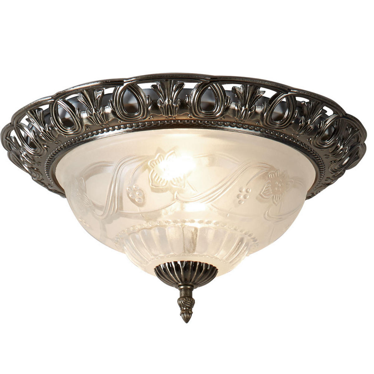 LED DECKENLEUCHTE Stahl Silber antik - Silberfarben, Glas (33/33/17cm) - Globo Lighting