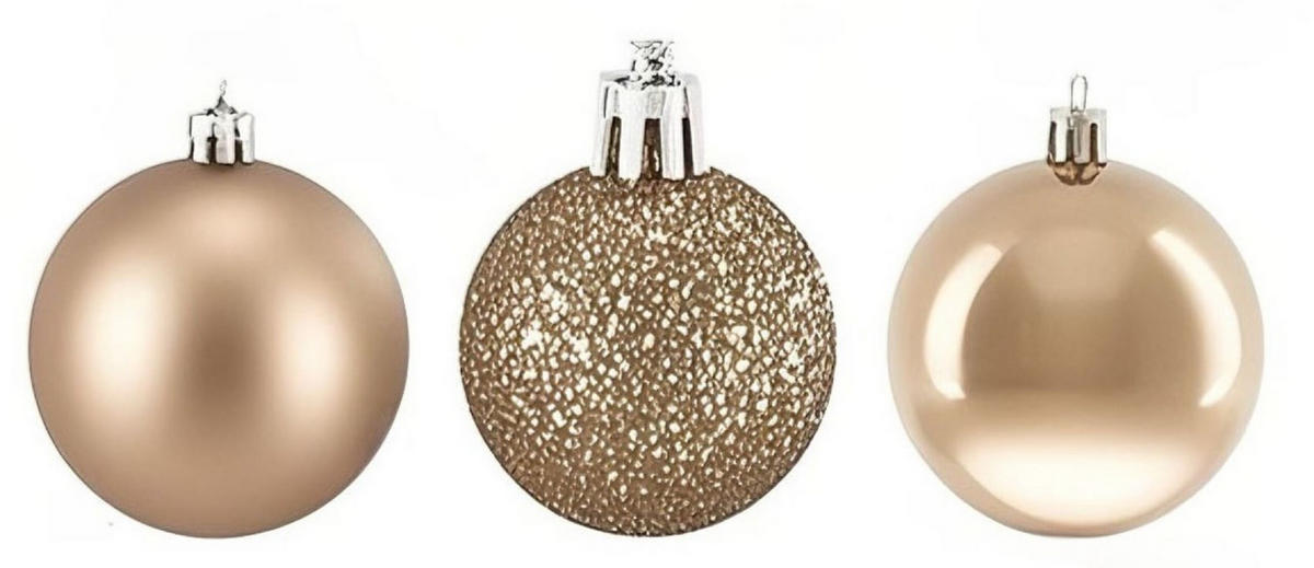 138XWEIHNACHTSKUGELN - Beige, Kunststoff (6/7/6cm) - Relaxdays