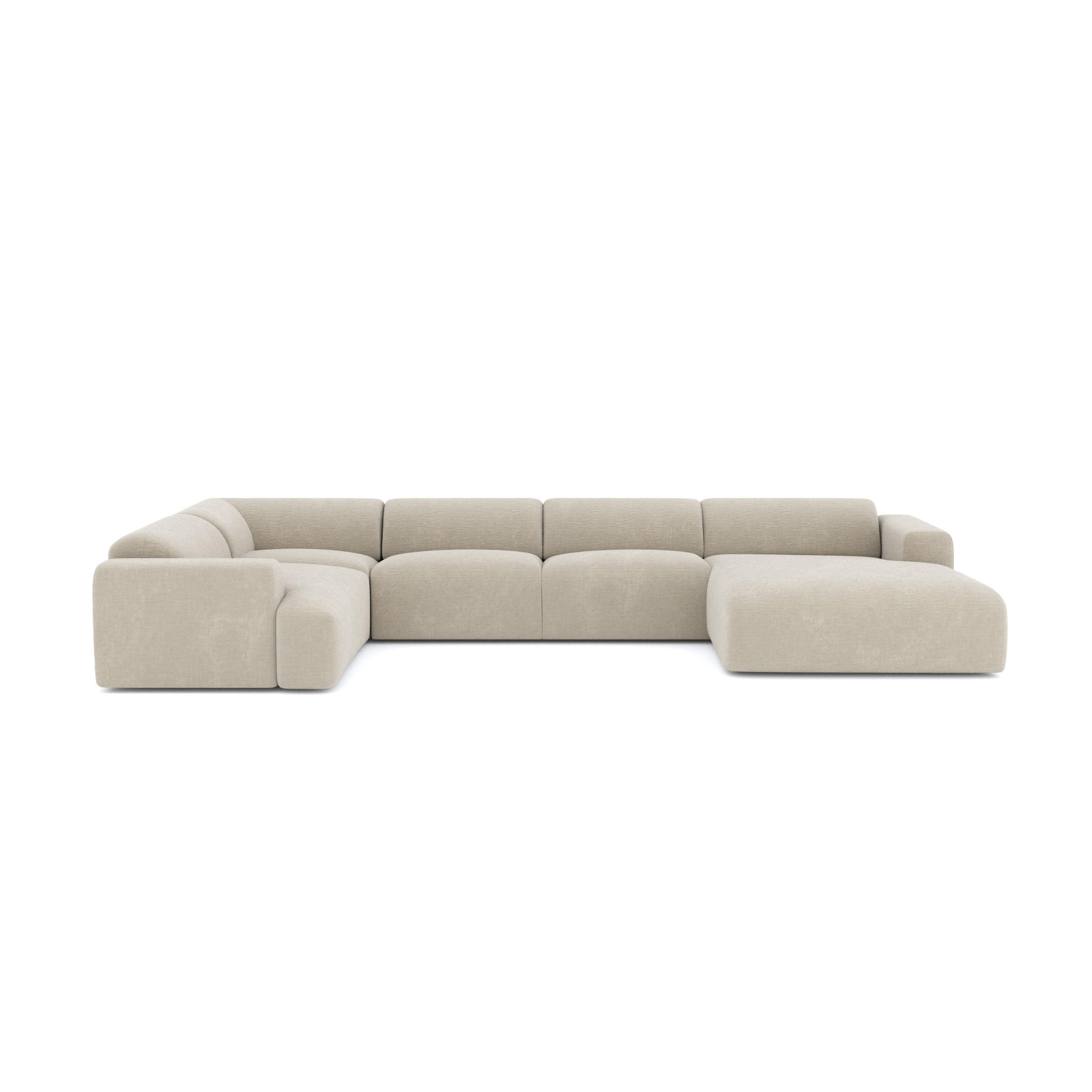 WOHNLANDSCHAFT Texturierter Samt Beige 354cm - Beige, Textil (354/73/164cm) - Sia Home